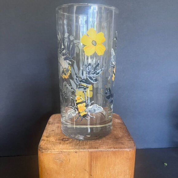 Vintage Libbey Bee & Flower Highball Glass Set Of 4 - Picture 2 of 4